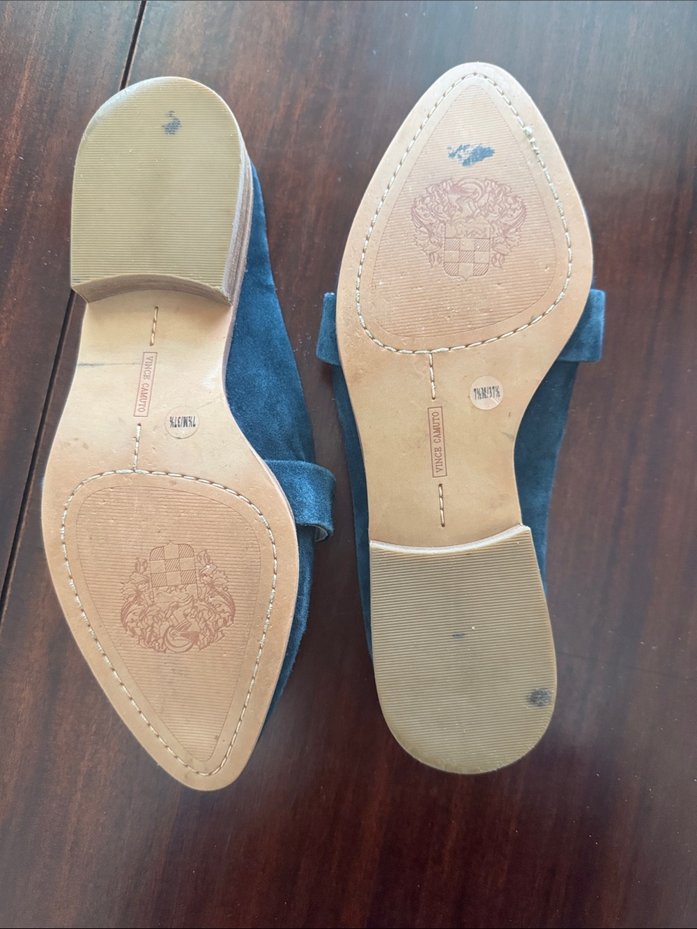 Vince Camuto Navy Suede Pointed-Toe Loafer Mules - Picture 2 of 2
